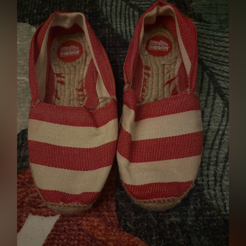 Kids Red and White Striped Slippers